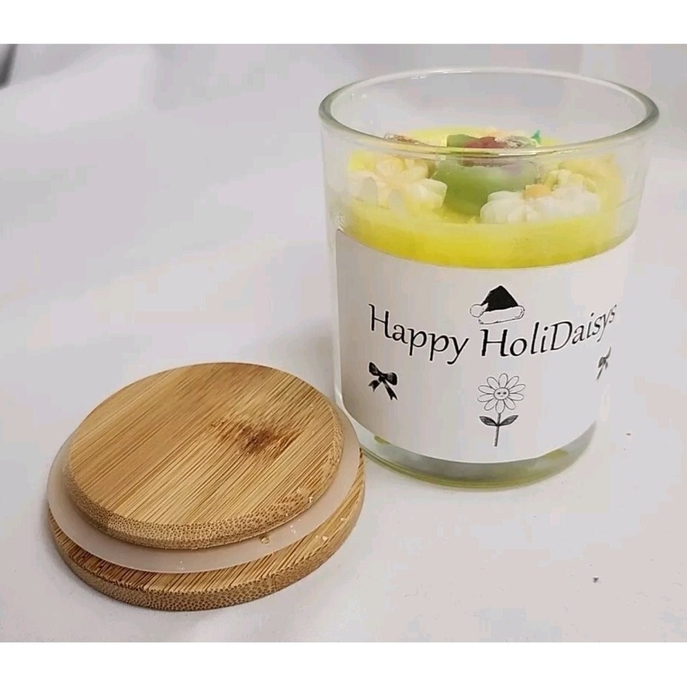 LQQK Daisy Candle Art Homemade Spring Flower Scent 9 oz Candle Happy HoliDaisys